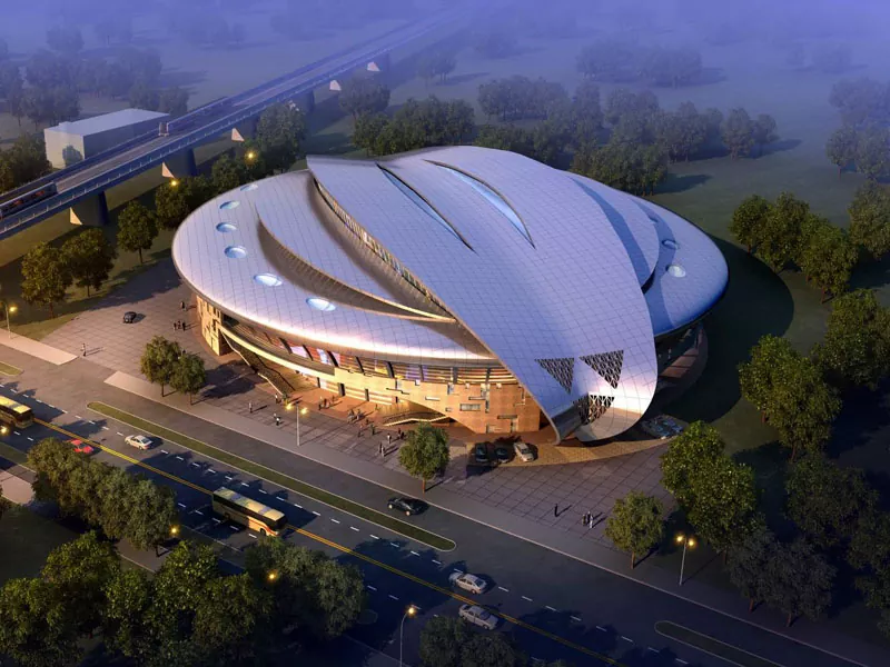 Kostruzzjoni tal-istadium prefabbrikat bi struttura tal-azzar